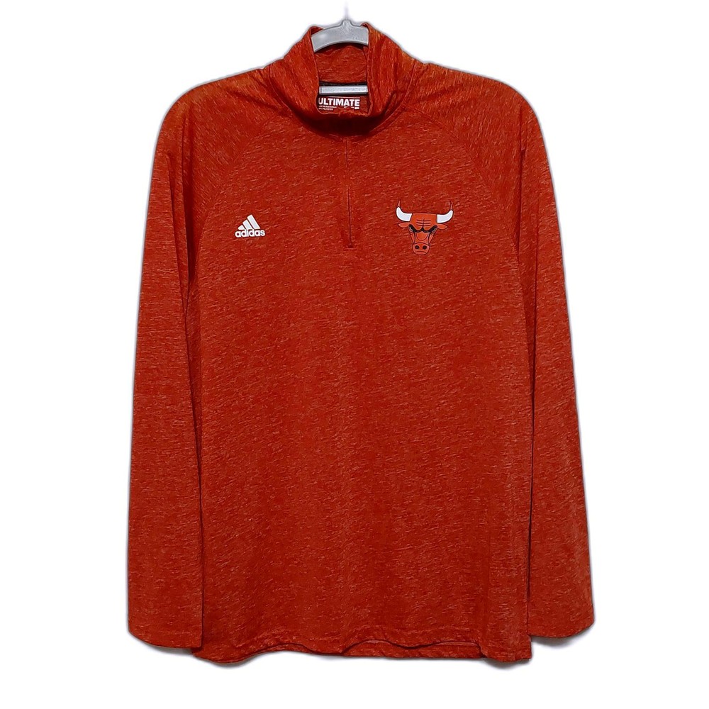 Adidas Chicago Bulls Ultimate Tee Mens Large Red Quarter Zip Pullover Climalite