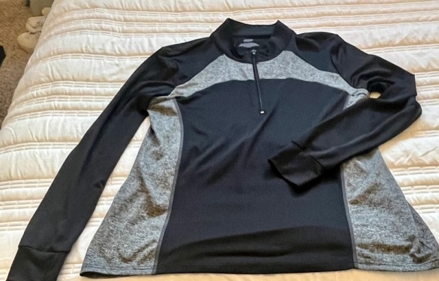 Zone Pro Athletic Quarter Zip Pullover Moisture Wicking Active Black Gray Size L gallery