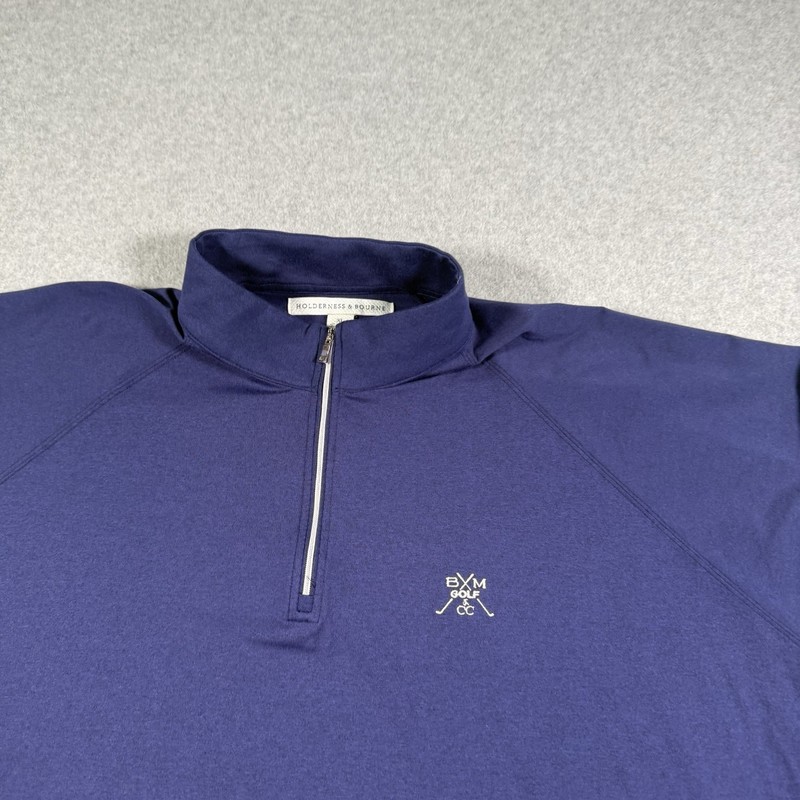 Holderness & Bourne Pullover Mens XL Navy Blue Quarter Zip Golf Tailored Fit gallery