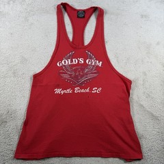 Vintage Golds Gym Tank Top Mens Medium Red Stringer Made in USA Myrtle Beach SC