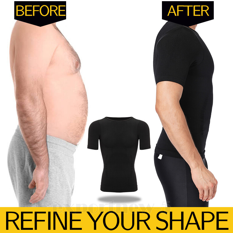 Men's Slimming Body Shaper Posture Corrector Abdomen Compression Shirt Vest Tops gallery