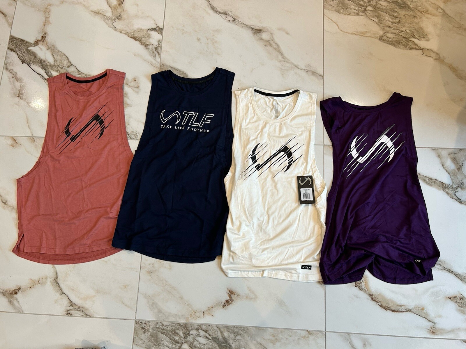 TLF Take Life Further Men’s Drop Tank Tops Stringers Gym Tee Lot Of 4 S Small gallery