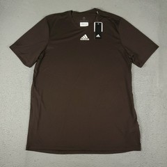 Adidas T Shirt Mens Size XLT Dark Brown Active Work Out Short Sleeve