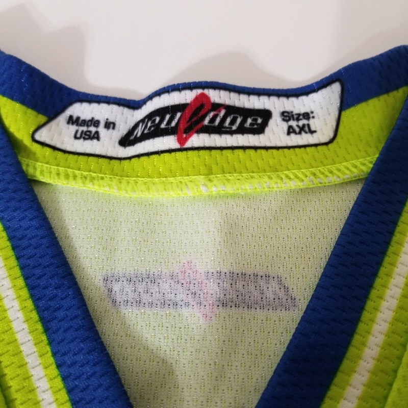 New Edge Surge Neon Yellow Blue Stars Jersey Shirt V Neck XL Short Sleeve USA gallery