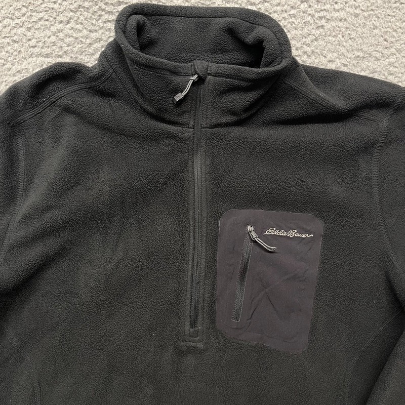 Eddie Bauer First Ascent Pullover Mens L Tall Black Fleece 1/4 Zip Polartec gallery
