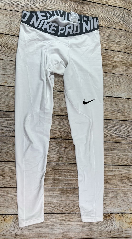 Mens Nike Pro Warm Compression Training Tights 838038-100 White Grey Size XL