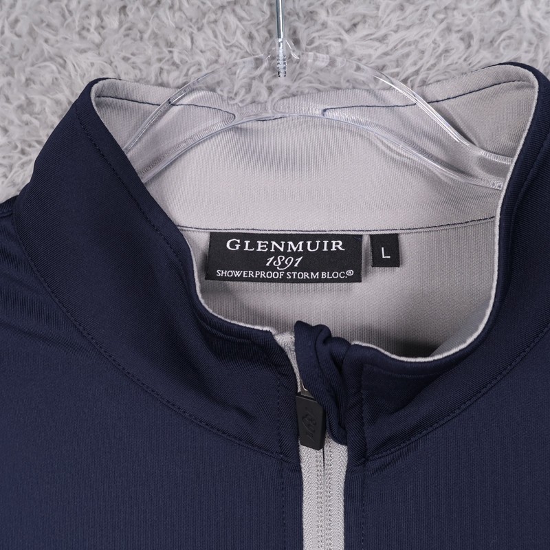 Glenmuir Storm Bloc Showerproof Pullover Mens L Navy 1/4 Zip Monifieth Scotland gallery