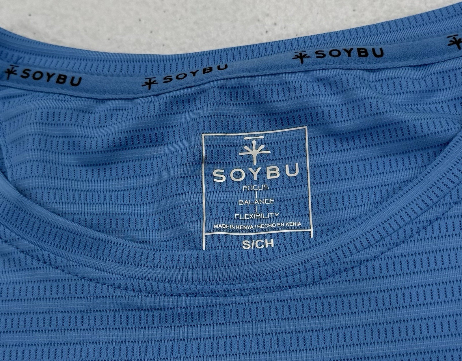 Soybu Men's One-Piece 4-Way Stretch Moisture Wicking Active Tee, Blue, Size S gallery