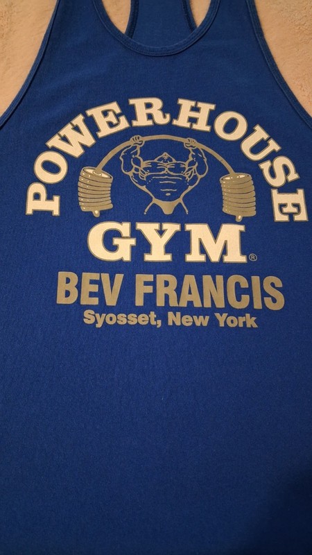 Powerhouse Gym Tank Top Mens Large Blue Logo Stringer Bodybuilding Workout gallery