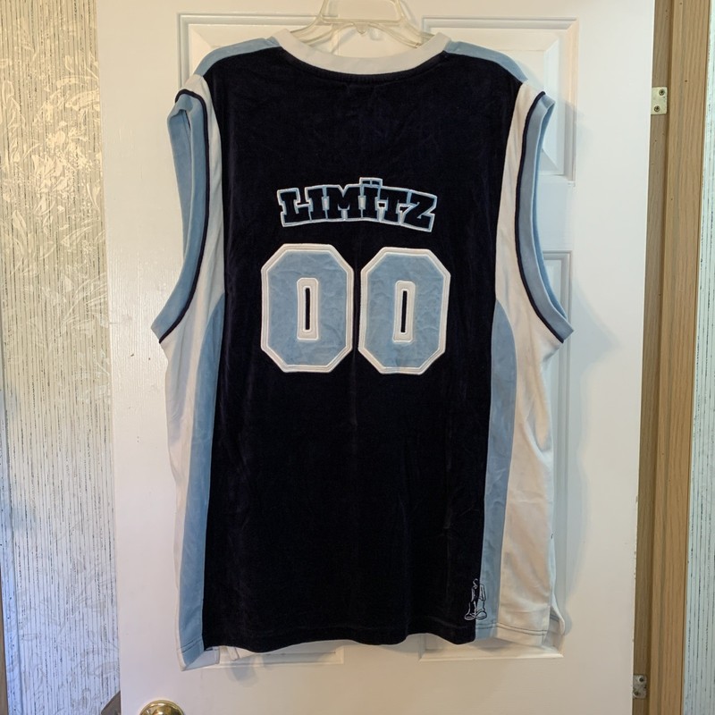 Vintage 90’s Limitz 00 No Boundaries Men’s Velvet Jersey Sleeveless Large Blue gallery