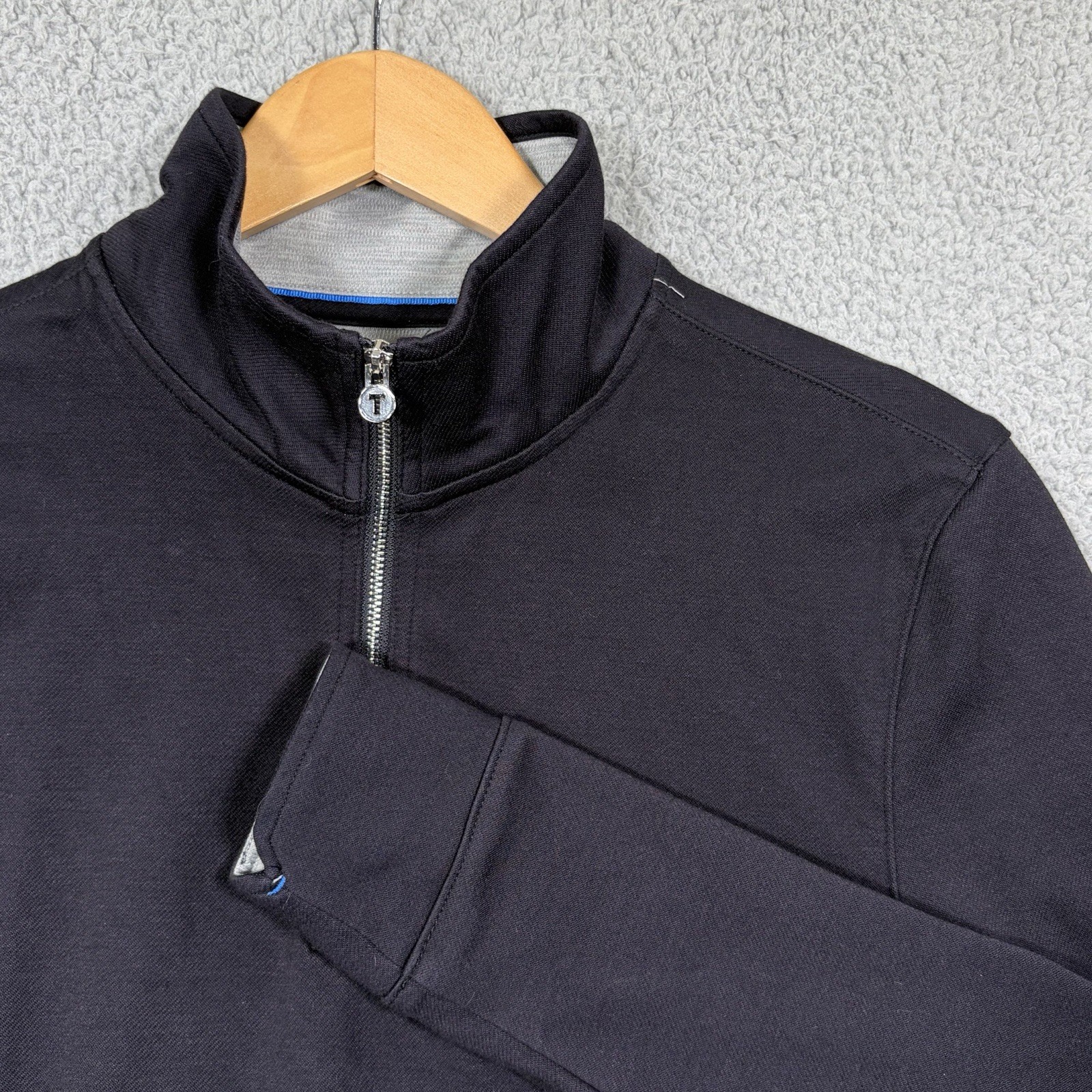 TWILLORY Mens 1/4 Zip Performance Fabric Tailored Fit Sweater Black Size M gallery