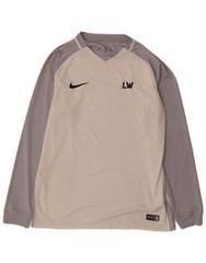 Nike Mens Dri Fit Graphic Top Long Sleeve Large White Colourblock Polyester JJ19