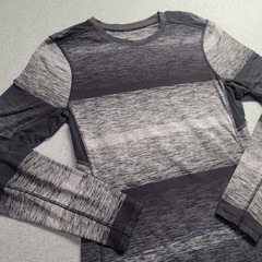 Lululemon Metal Vent Tech Long Sleeve Shirt Mens Medium Grey Black Space Dye