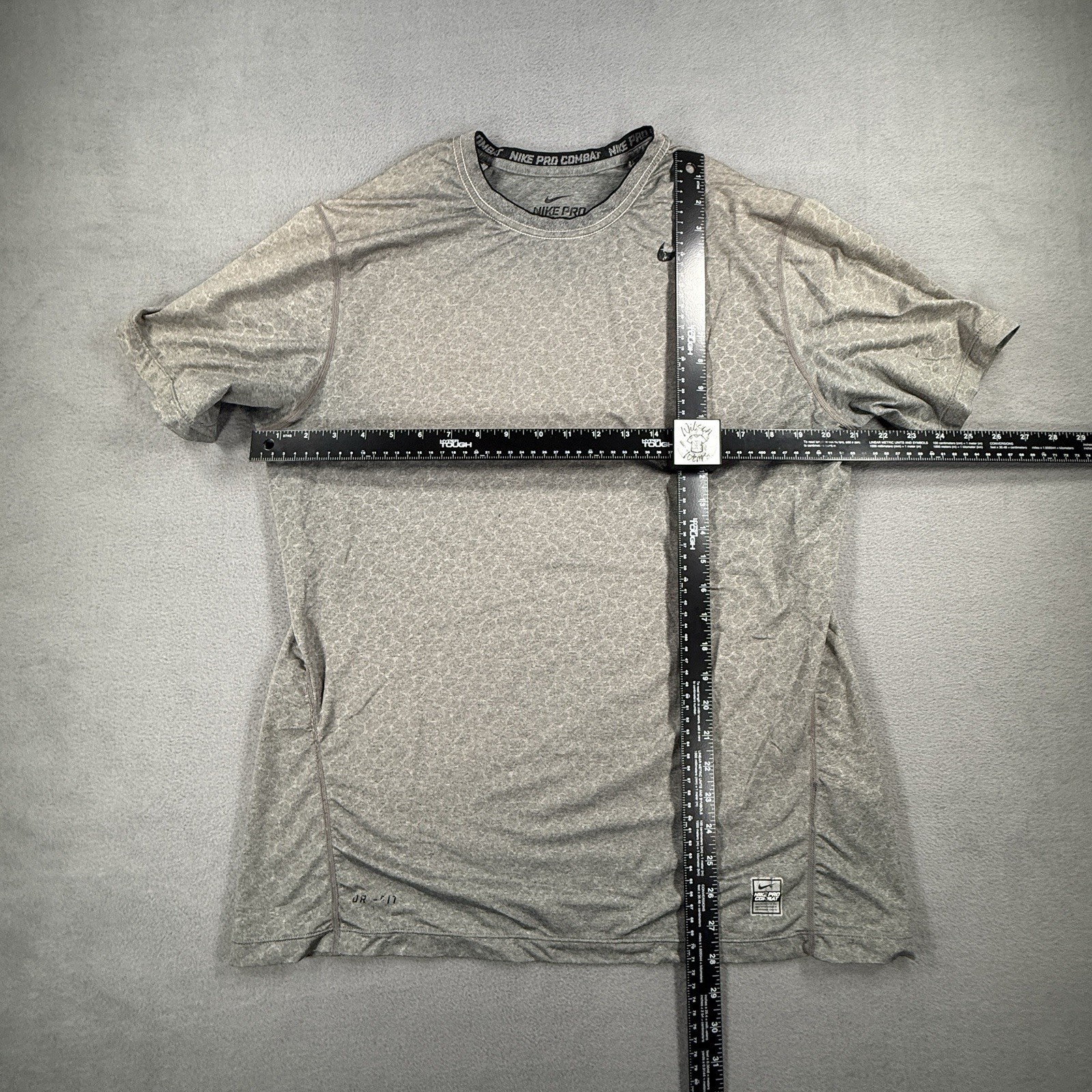 Nike Pro Dri-Fit Short Sleeve Fitted Shirt Men's Size XL Gray Gym Running gallery