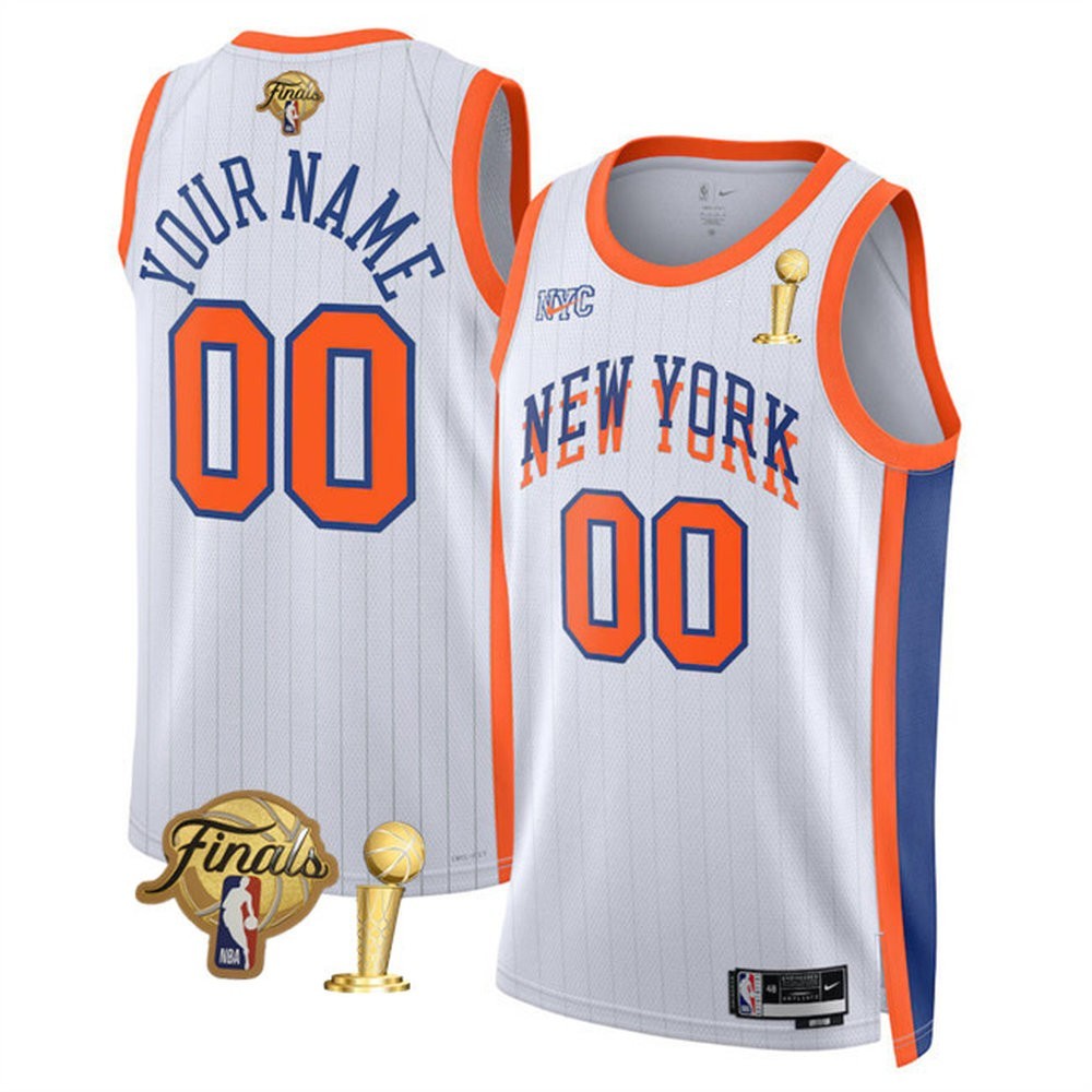 Custom Nike NBA 2026 NYC New York Knicks City Finals Champ Stitched White Jersey gallery