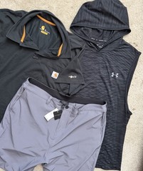 3 Lot Under Armour Threadborne Mens XL Hoodie Tank Carhartt Magaschoni Shorts
