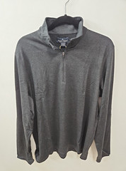Mens Long Sleeve Shirt 1/4 Zip Black Heather Size Large New With Tags