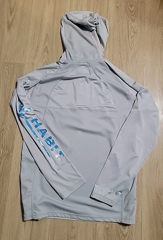 Habit Fishing Hoodie Solar Factor Long Sleeve Mens Small Gray Pullover 1/4 Zip gallery
