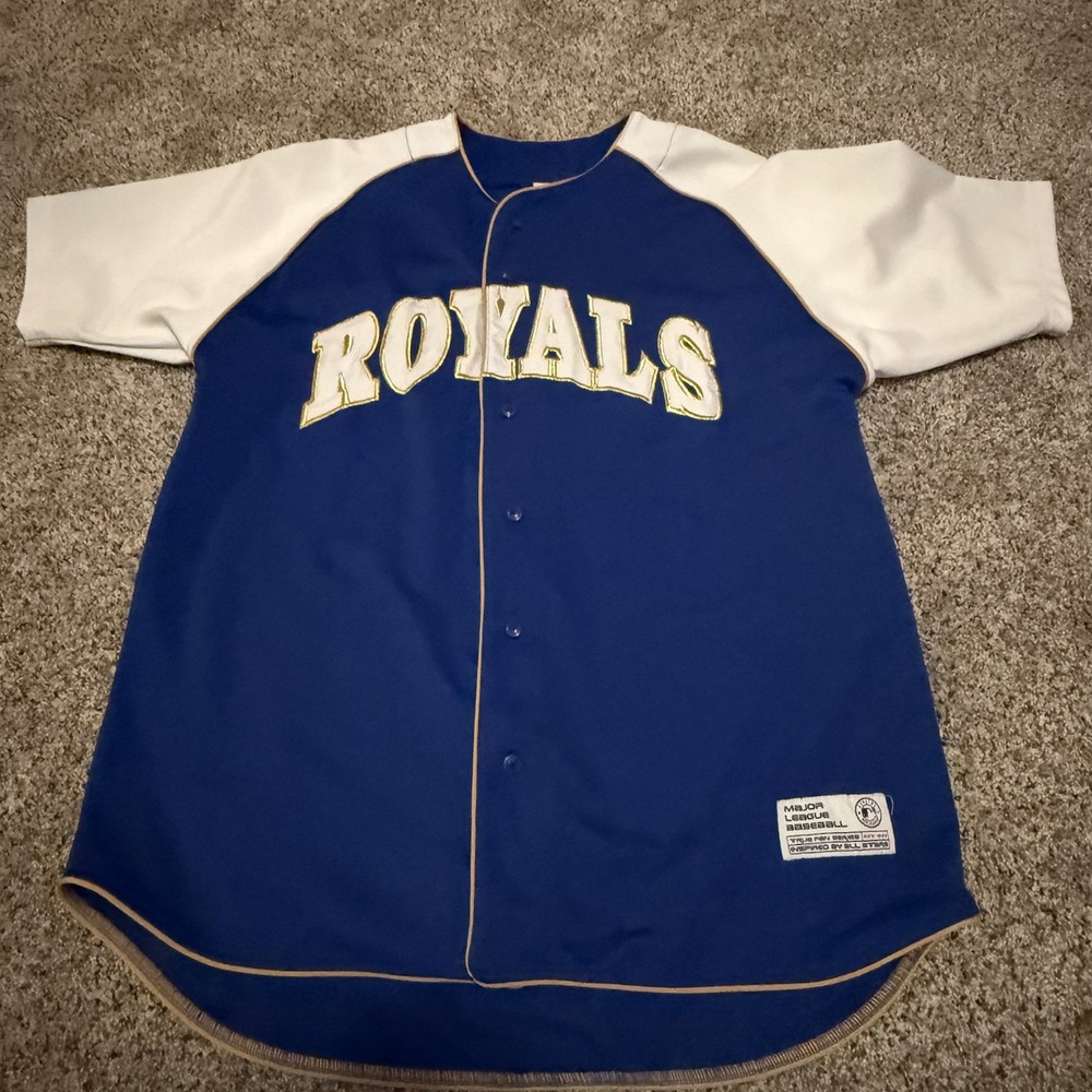 Kansas City Royals True Fan Baseball Jersey Blue Men's Size XL MLB VINTAGE LOOK