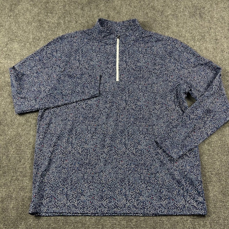 2Putt 1/4 Zip Pullover Mens XL Blue Multicolor Dot Performance Golf Shirt Top gallery