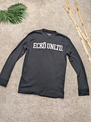 Ecko Unltd Thermal Knit Mens Large Black Crew Neck Sweater Shirt Long Sleeve Vtg