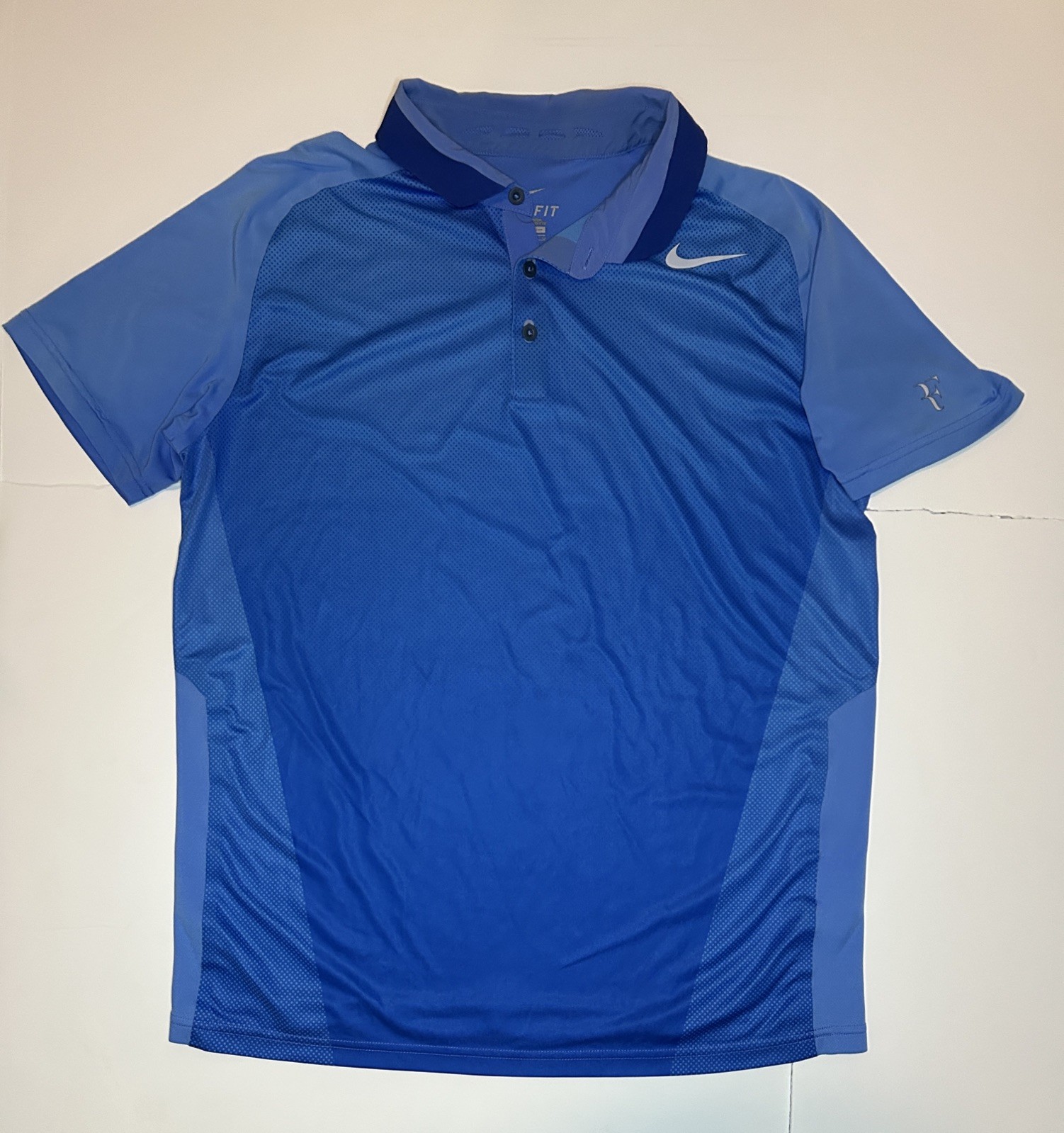 Nike Roger Federer RF 2013 US Open Tennis Polo Court Shirt Men's Size Large gallery