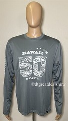 Island Crew Mens Sun UPF 50+ Protection Long Sleeve Gray Hawaii 50 State XL