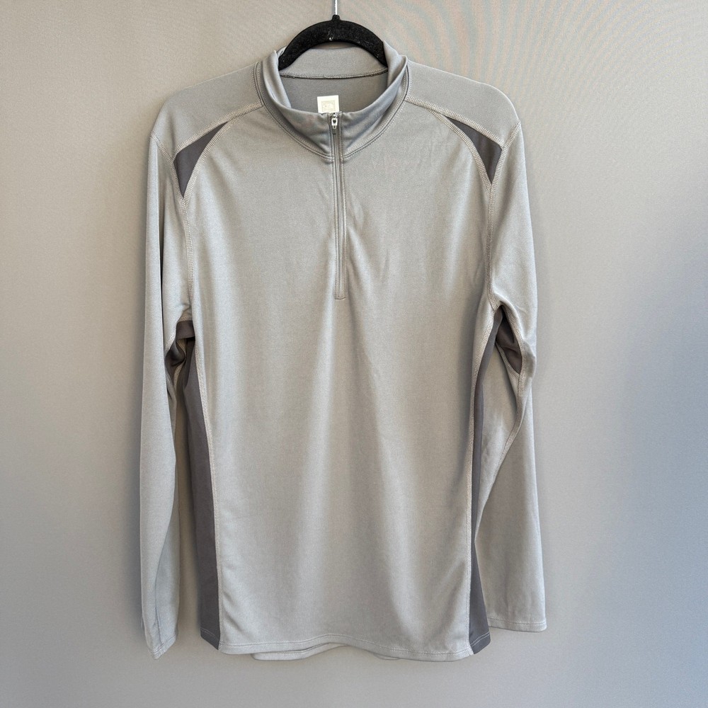 Mens North Face 1/4 zip vapor wick long sleeve gray shirt - 2 tone - mock neck L