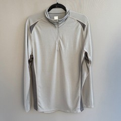 Mens North Face 1/4 zip vapor wick long sleeve gray shirt – 2 tone – mock neck L