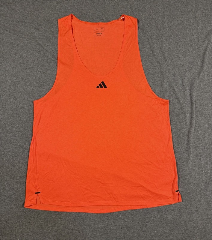Adidas Mens Tank Top Slim Fit XL Orange Active Sportswear Running Training Tee gallery
