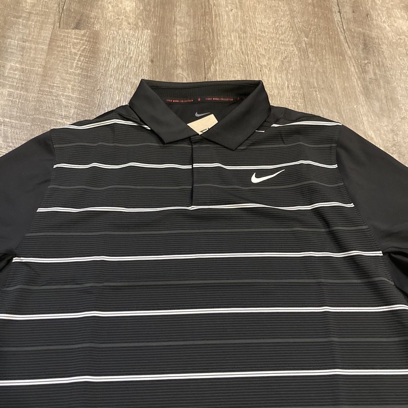 Nike Golf Tiger Woods Collection Striped Polo DR5318 010 Black White Red Sz XL gallery