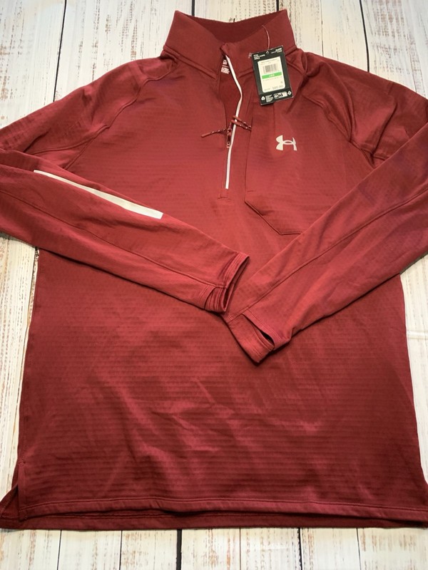 Under Armour Men's LARGE Launch Elite ColdGear Half 1/4 Zip Jacket Burgundy NEW gallery
