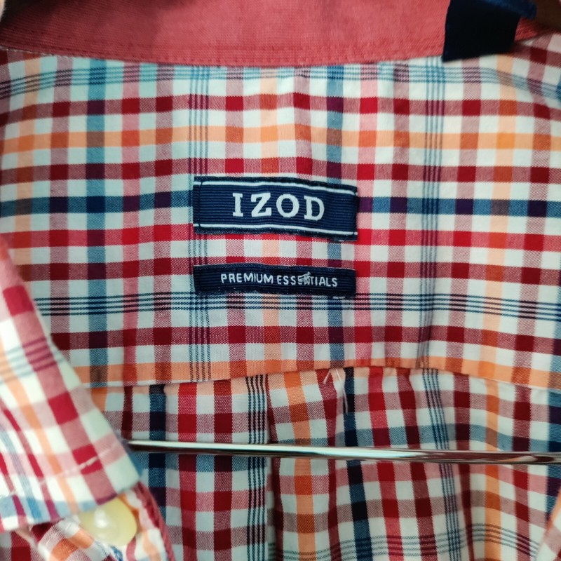 IZOD Premium Essentials Men XL/TG Button Down Plaid Long Sleeve Casual Shirt Y2K gallery