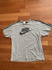 Men’s Nike Grey Short Sleeve Top Cotton Striped XLarge XL RN#56323/CA#05553 Grat