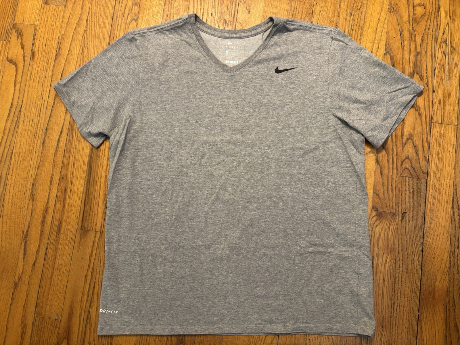 Nike Dri-FIT The Nike Tee Gray V-Neck Moisture Wicking Athletic XL gallery