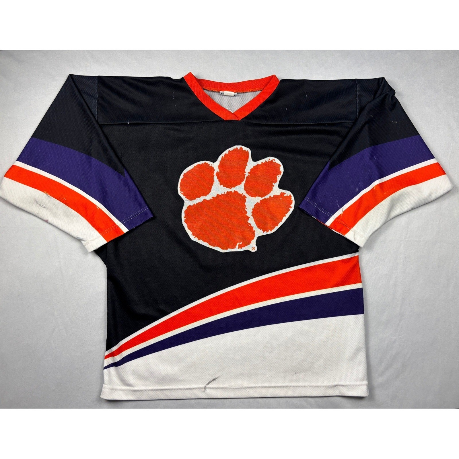 OT Sports Clemson Tigers Hockey Jersey XL Black Orange Purple 27 Made in USA gallery