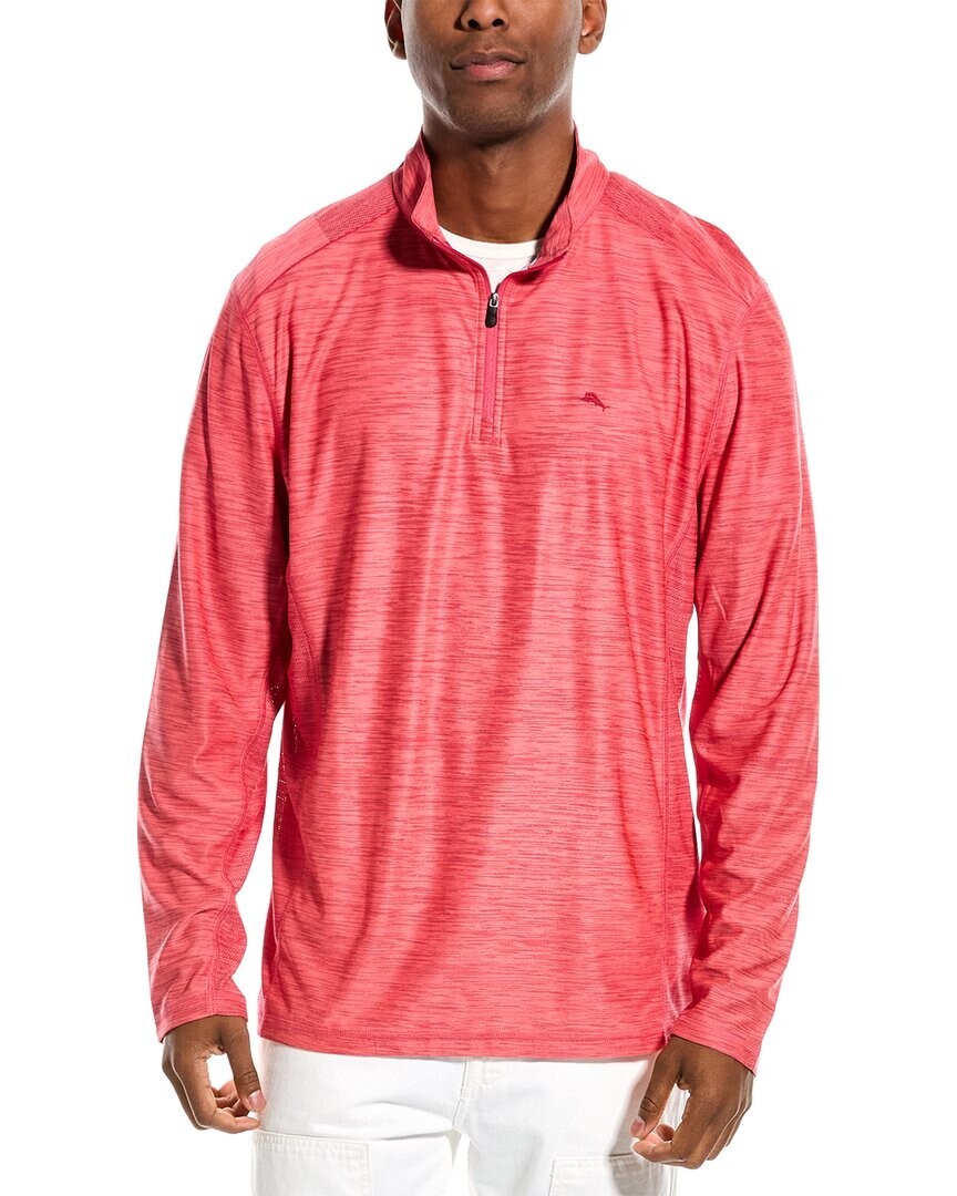Tommy Bahama Island Zone Palm Coast Half Zip Pullover $128 Pink Size L gallery