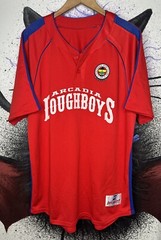 Intensity Arcadia Doughboys Two Button Red Baseball Jersey Shirt #14 Mens Size M