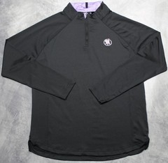 UNRL Golf Pullover Mens Medium Black Quarter Zip Barstool Sports Logo Top