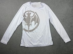 Bacardi Shirt Mens Medium White Long Sleeve Bat Logo Graphic Tee Rum Promo