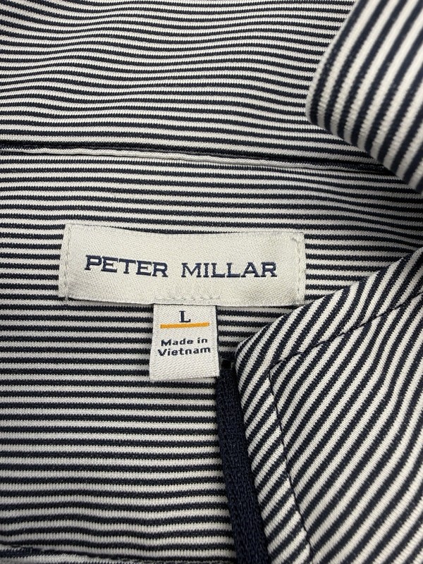 Peter Millar SMU Pony Up Stripe Performance 1/4 Zip College Blue & White Sz L gallery