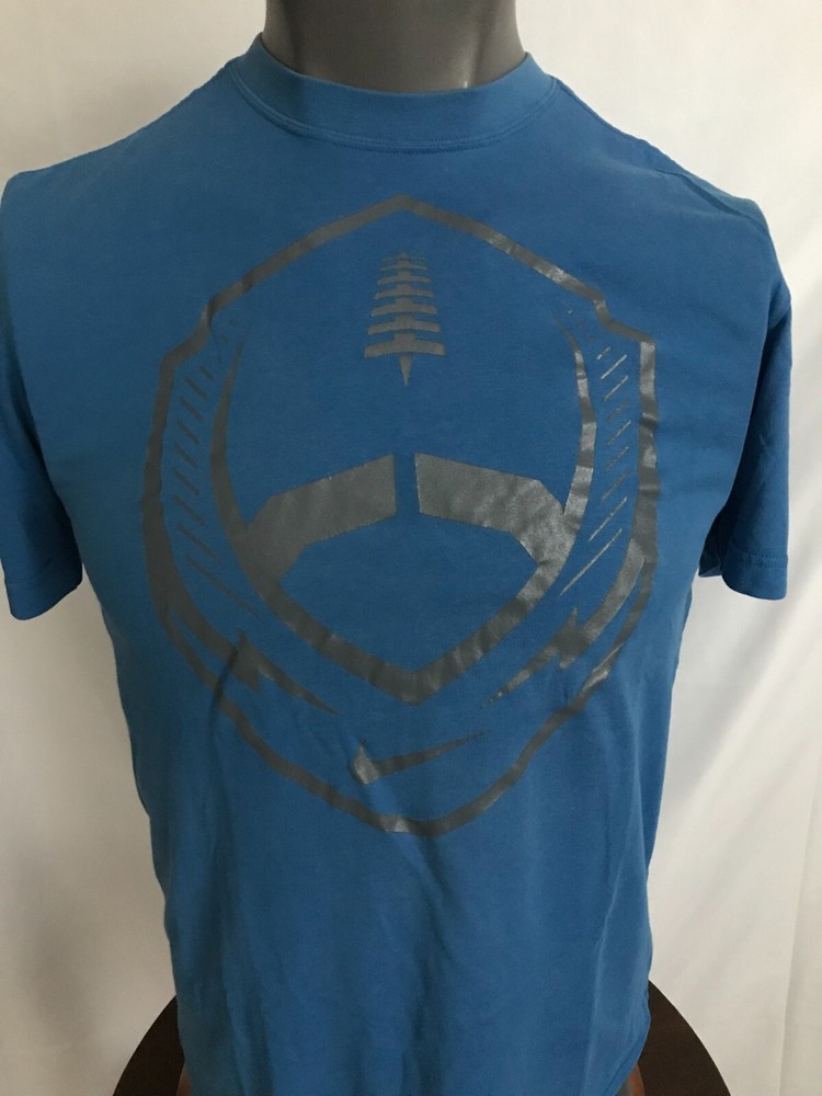 Nike Mens Fits like Small (Marked as Medium) Tee Shirt Blue with Football Logo