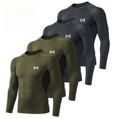 4Pack Men Compression Long Sleeve Shirts Undershirts Baselayer Athletic Cool Top