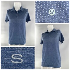 Lululemon Metal Vent Polo Shirt Men S Blue Nylon Polyester YGI D5-17