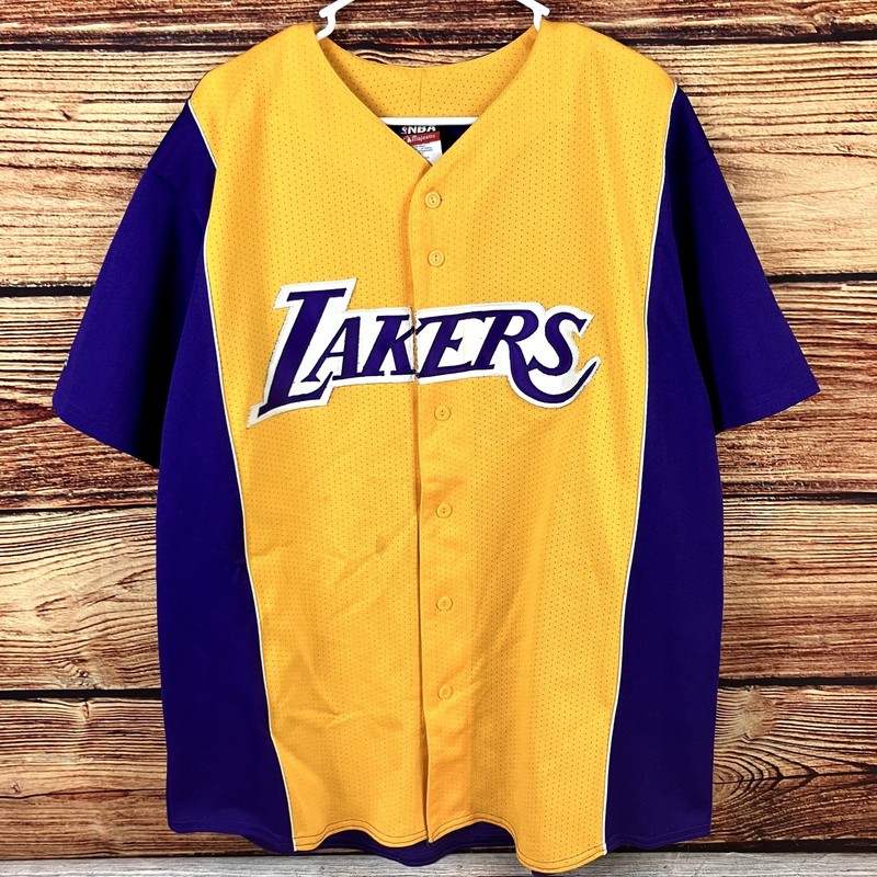 Vintage 1990s Los Angeles Lakers NBA Baseball Jersey size Men's XXL gallery