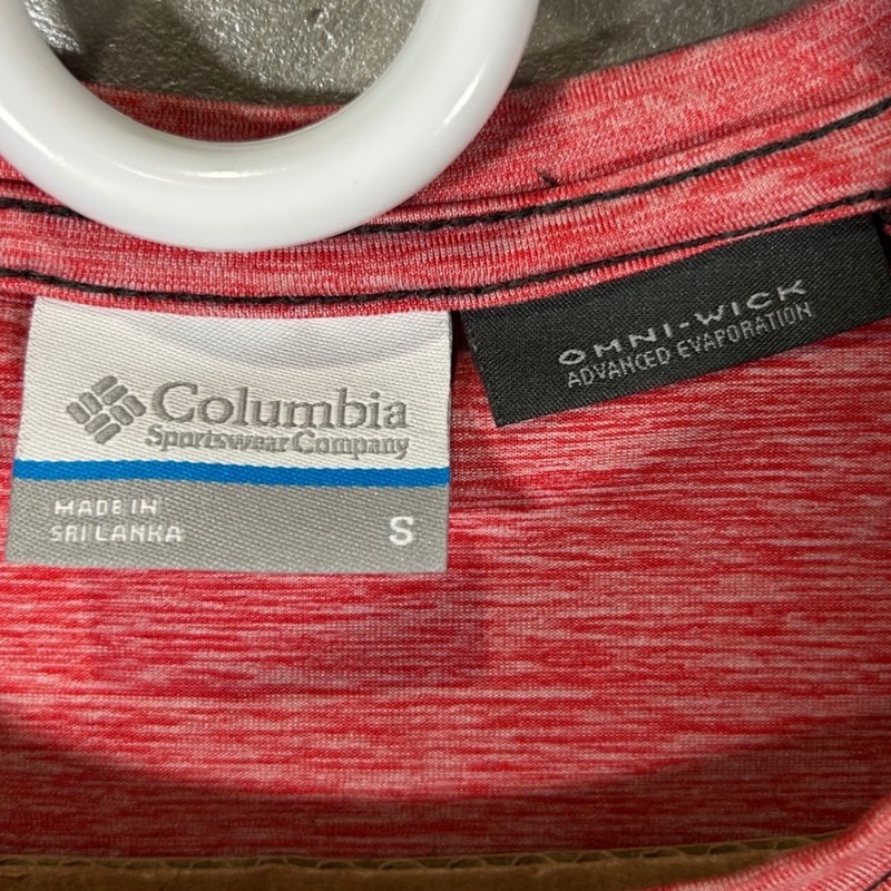 Columbia Omni-Wick Mens Small Red Heather Charcoal Grey Colorblock T-Shirt Small gallery