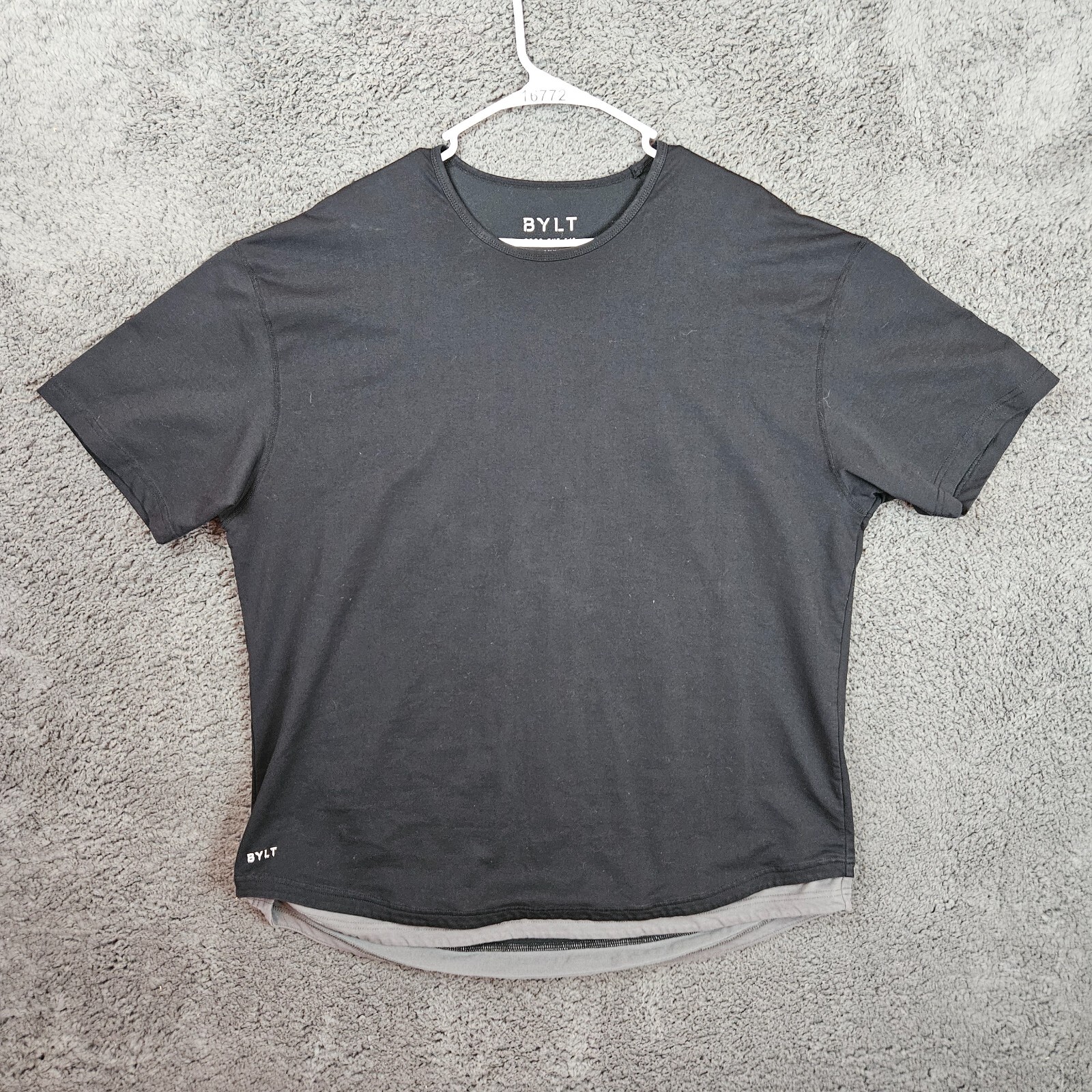 BYLT Mens XXL Drop Cut Short Sleeve Dual Layer Lux Tee T-Shirt Navy Black Gray gallery