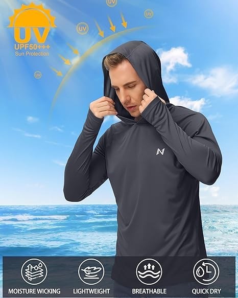 Sudadera con capucha y protección solar para hombre UPF 50+ Rash Guard SPF gallery