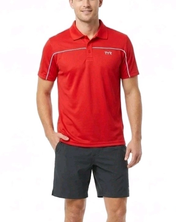 TYR Male Alliance Tech Polo Red Logo Wicking TFPOC6A Men's Size XL Athletic Fit gallery