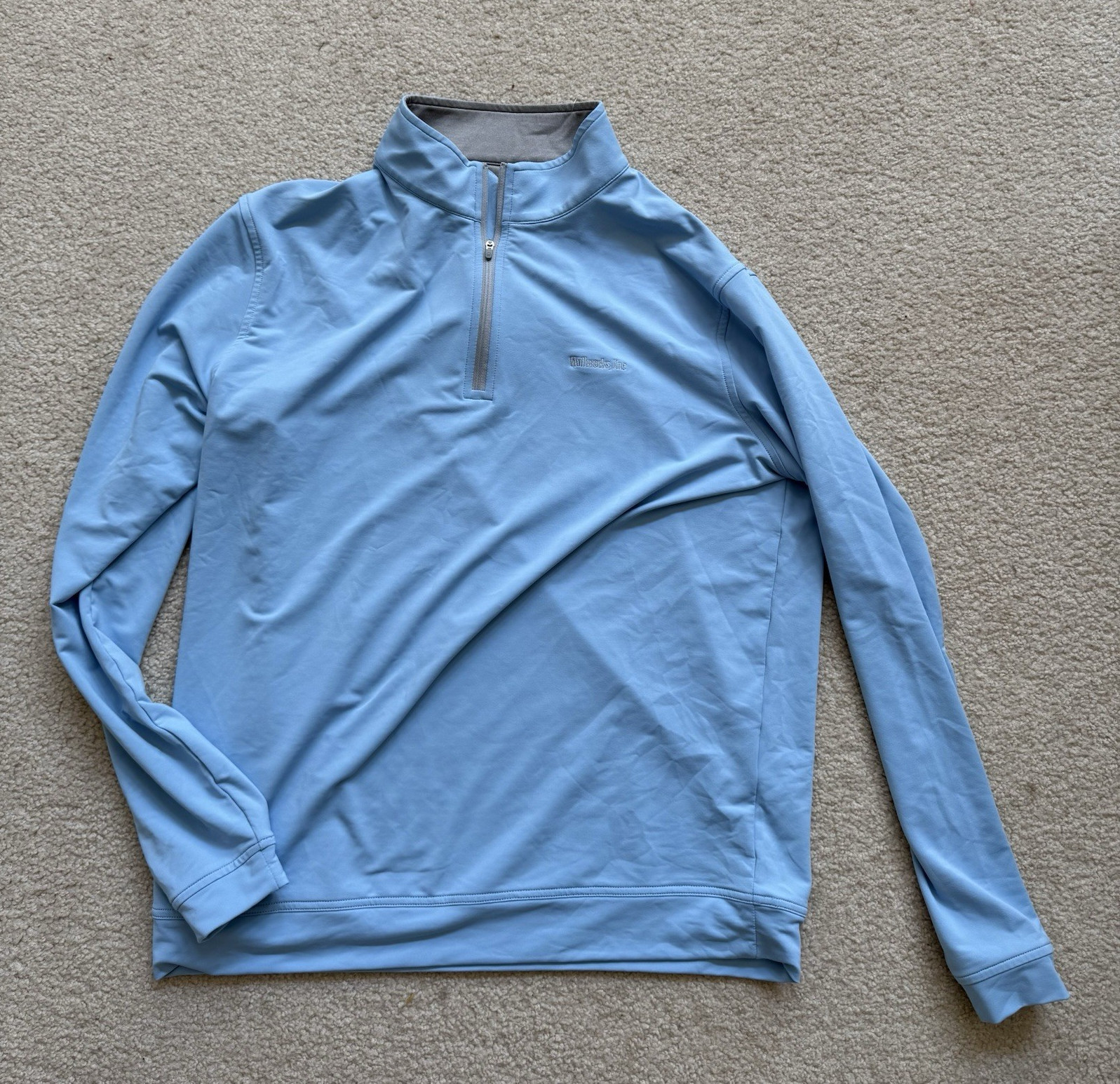 Peter millar men's Blue Solid Polyester 1/4 Zip Top size L gallery